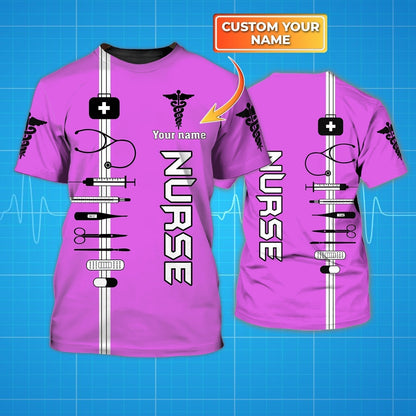 Lasfour Custom 3D All Over Printed Beautiful Nurse Shirts Gift For A Nurse Pink Nurse Tee Shirts TO1216