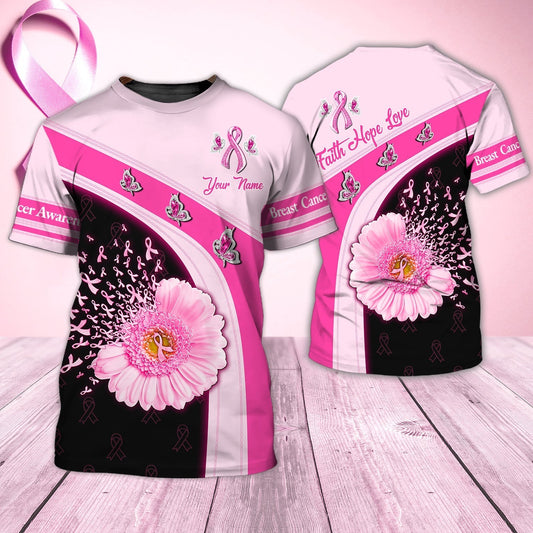 Personalized Name 3D Tshirt Breast Cancer Awareness TO2408