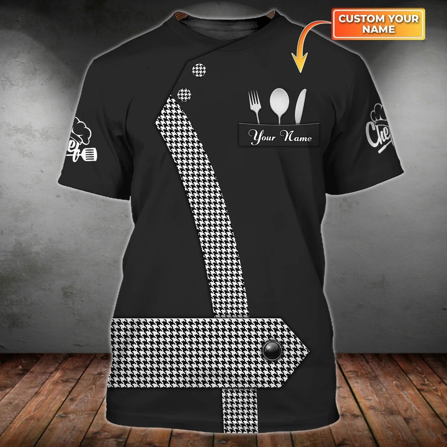 Personalized 3D Black T Shirt For A Chef, Chef Friend Gifts, Present To Dad Chef, Master Chef Shirts TO0919