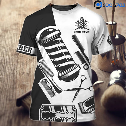 Personalized 3D All Over Print Barber Shirt Men, Barber Shop Tshirt Uniform, barber Clothing TO2642