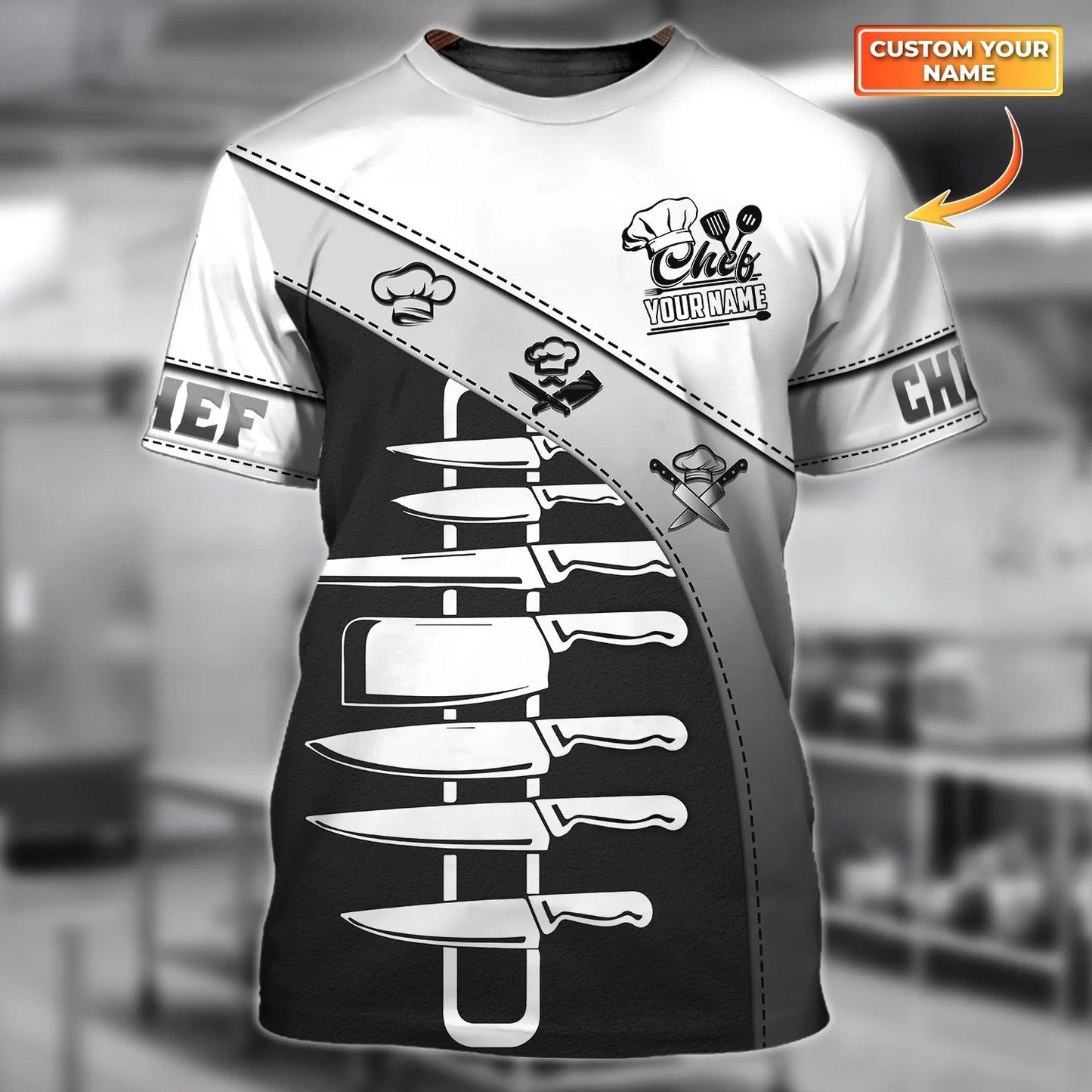 Custom Name Sublimation Chef Equipment On Shirt, Knife Spoon Chef T Shirt For Men Women TO1049