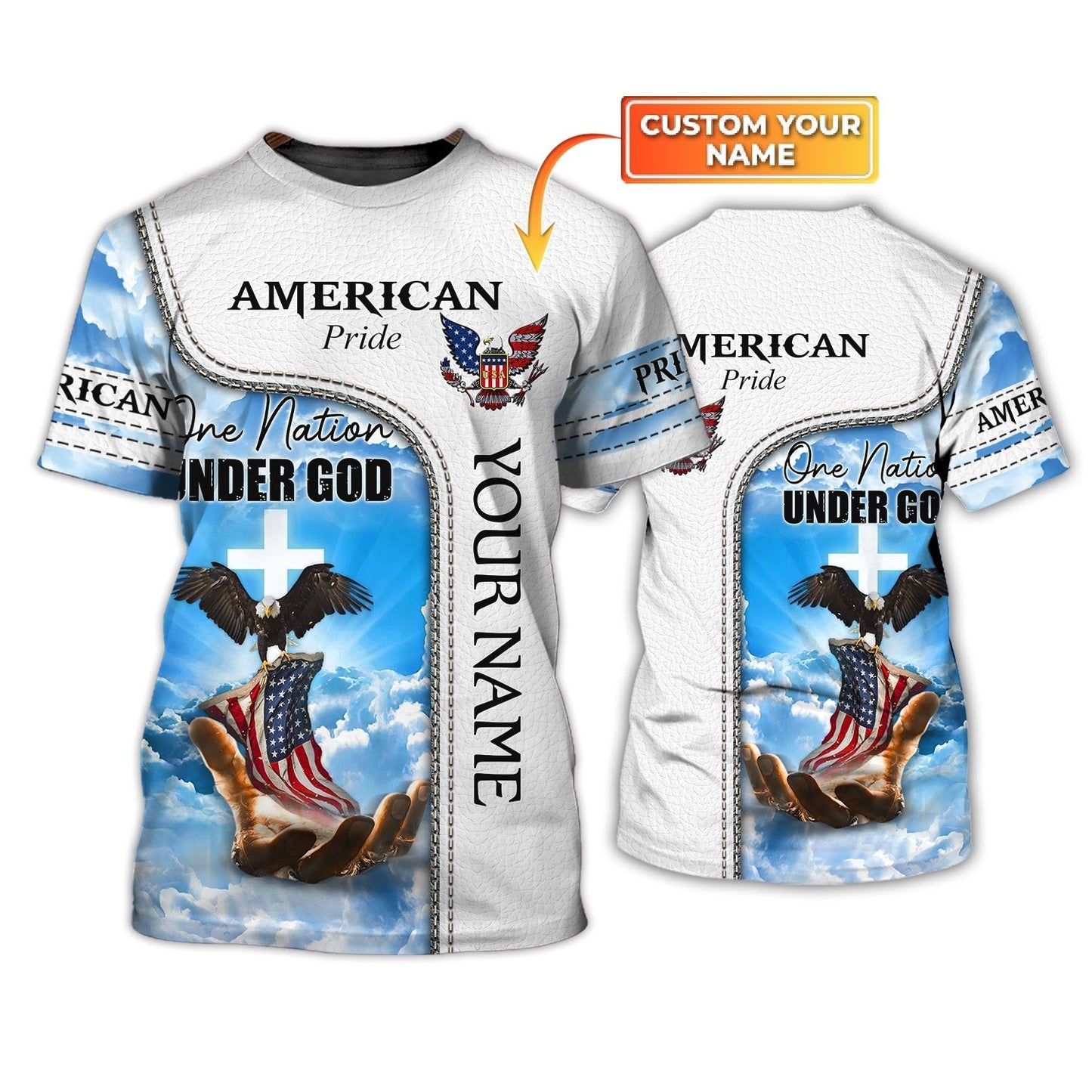 Personalized Pride American 3D Tee Shirt, One Nation Under God Sublimation Shirt For 4Th Of July Gift TO0626