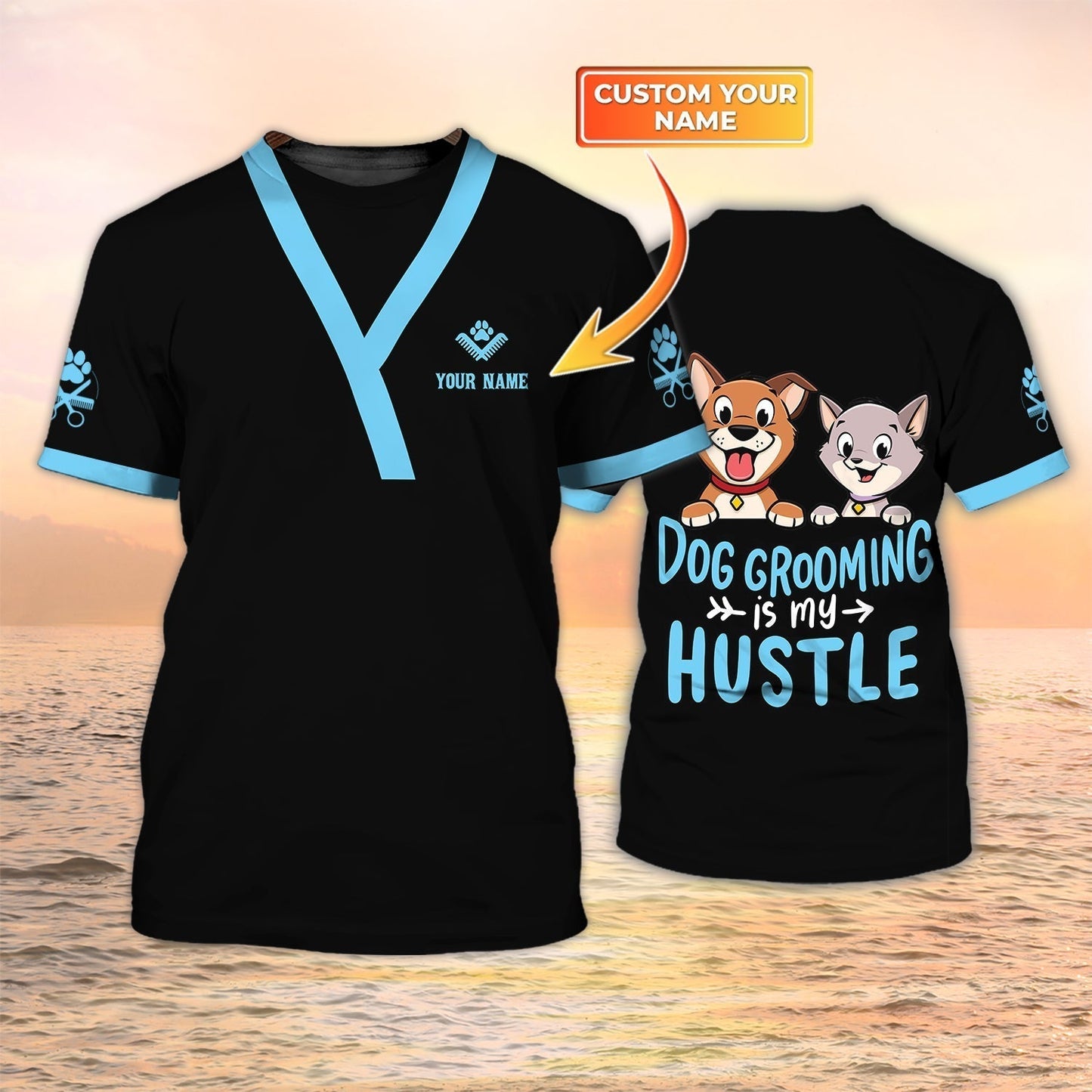 Custom 3D All Over Printed Groomer Shirts Dog Grooming Is My Hustle Gift For Pet Groomers TO1282