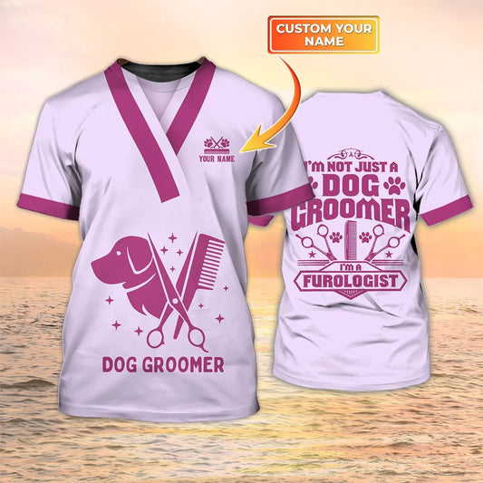 Personalized Name 3D Tshirt Dog Groomer I Am A Furologist Shirt TO1373