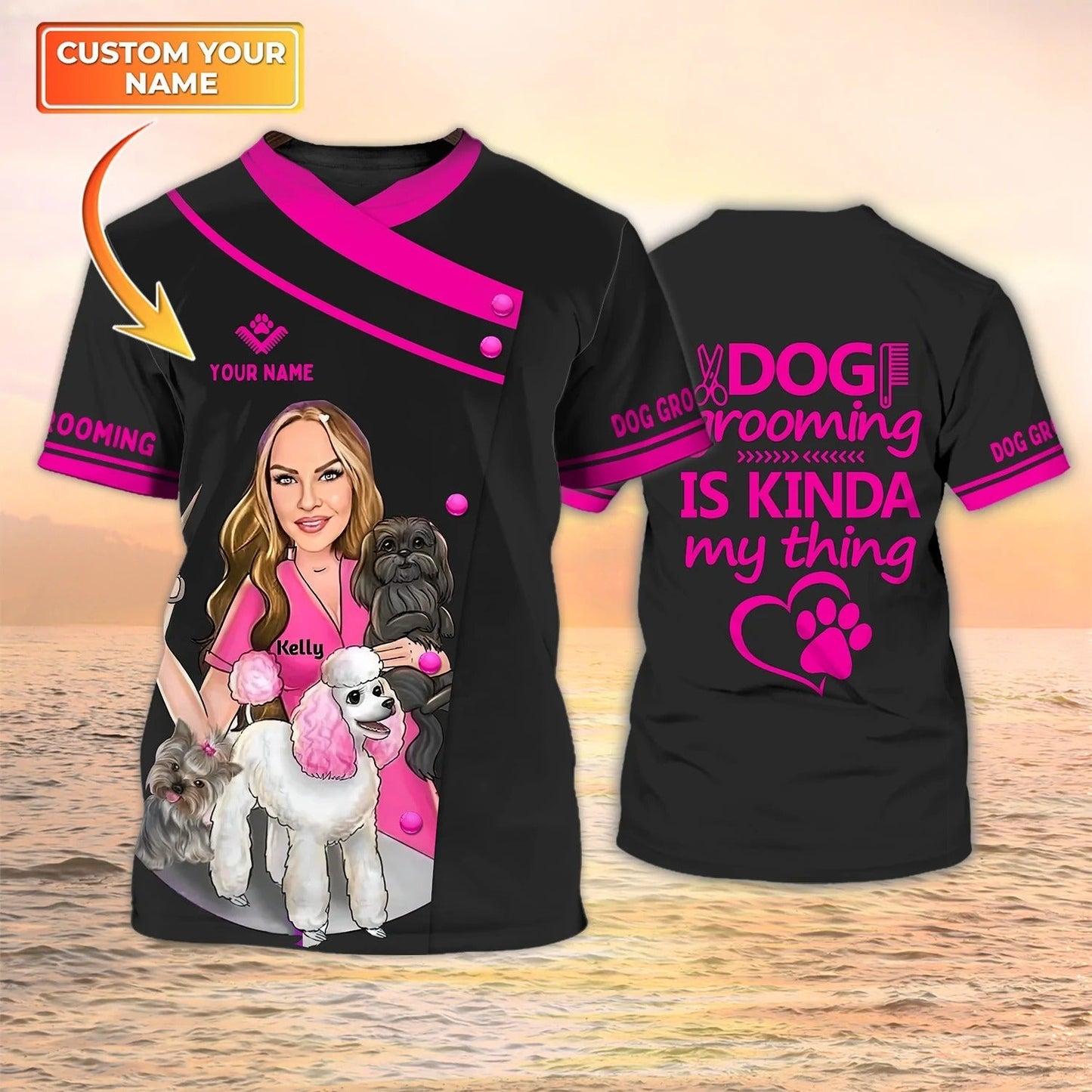 Personalized Dog Groomer 3D Shirt, Dog Grooming Is Kinda My Thing Tshirt, Pet Groomer Salon Uniform TO1946