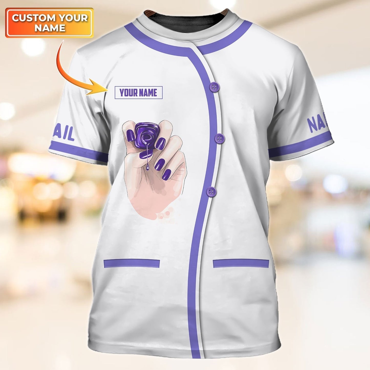 Nail Technician 3D Custom Tshirt For Women Men, Purple And White Nail Shirts TO1174