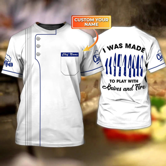 Personalized 3D all over printed Chef Shirt, Play With Knives Fire, Master Chef Shirts TO0914