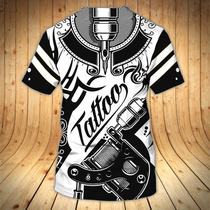 Custom Name 3D All over Print Tattoo Artist T Shirt Tattoo Lover Black And White Shirt Tattoo Tools Shirts TO1771