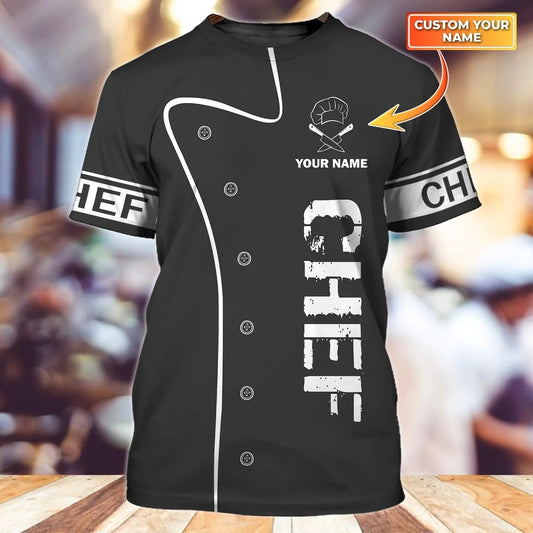 Customized With Name 3D Chef Shirt, Black T Shirt For A Master Chef, Unisex 3D Chef Shirt, Gift Fir Chef TO1047