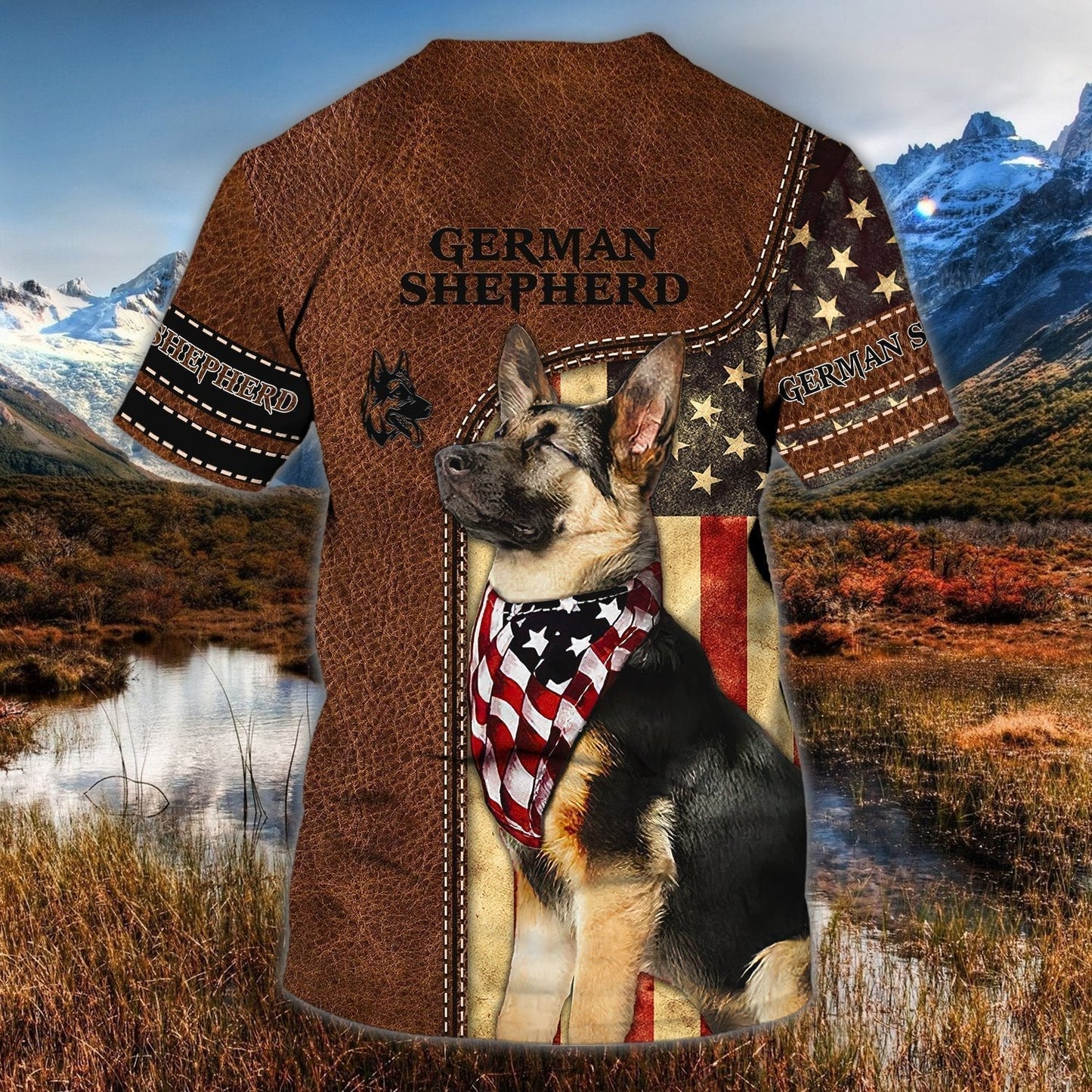 Custom Name 3D T Shirt For German Shepherd Lovers, Dog Shirt Leather Pattern TO1098