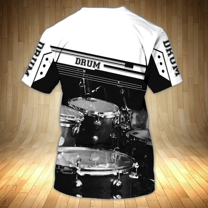 Personalized With Name 3D Shirt Drum Black And White For Drummer, Sublimation Shirts For Drum Lover TO0606