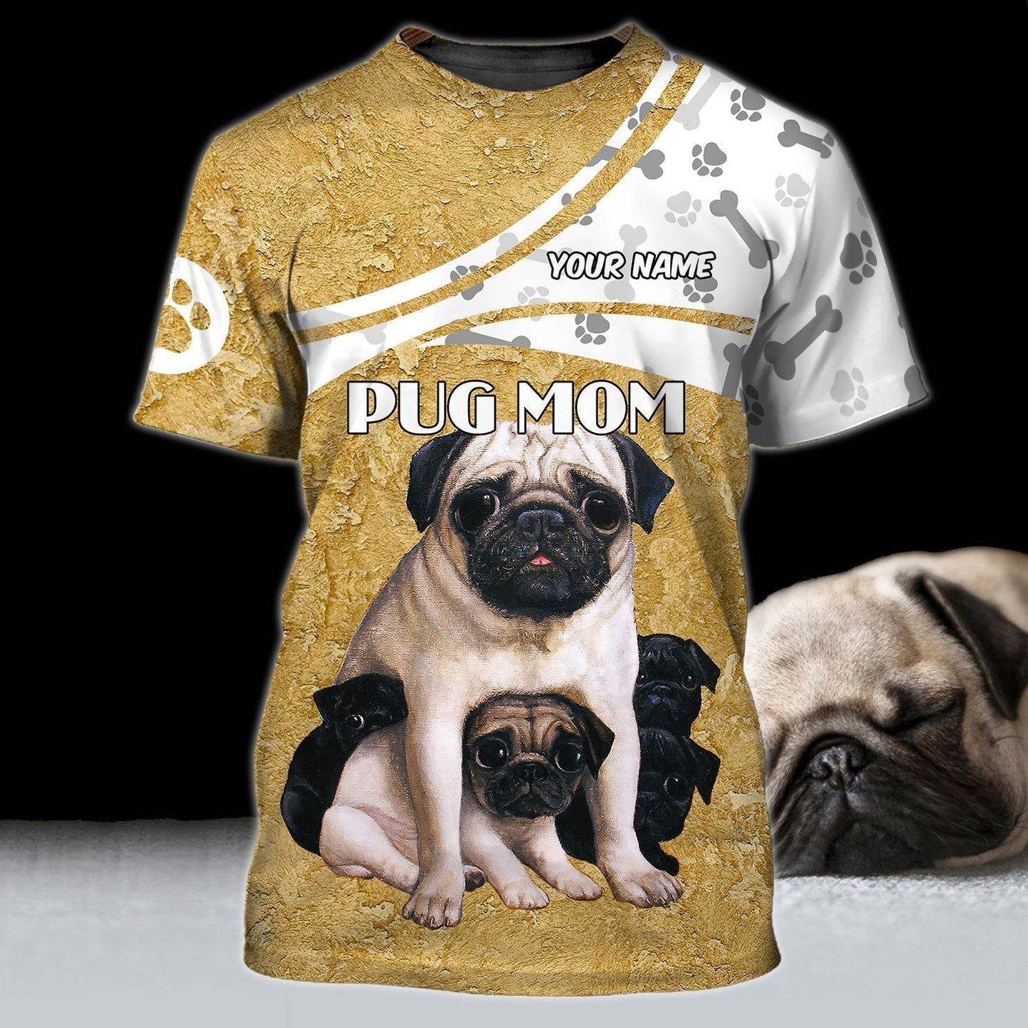 Custom Pug Mom 3D T Shirt For Men Women, Dog Mom Shirts TO1119