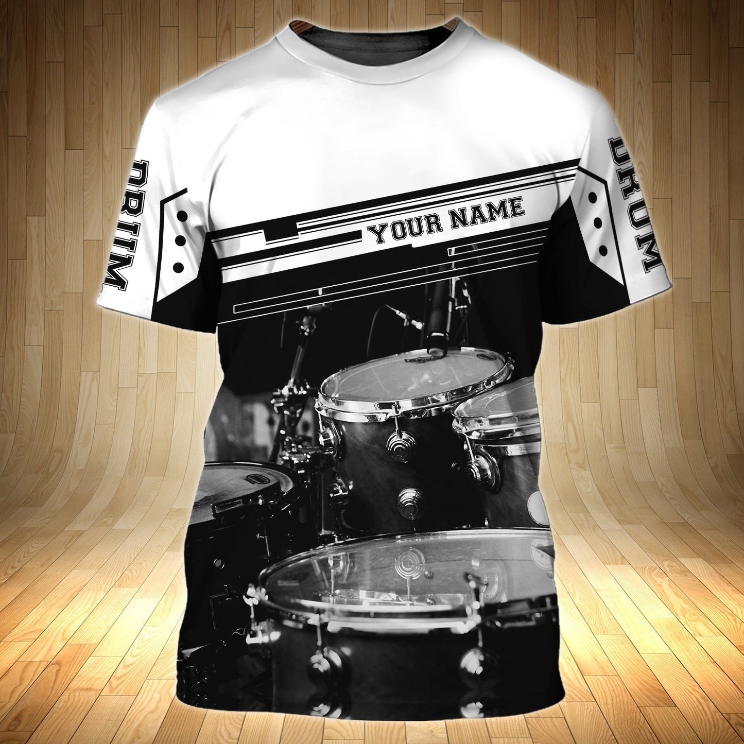 Personalized With Name 3D Shirt Drum Black And White For Drummer, Sublimation Shirts For Drum Lover TO0606