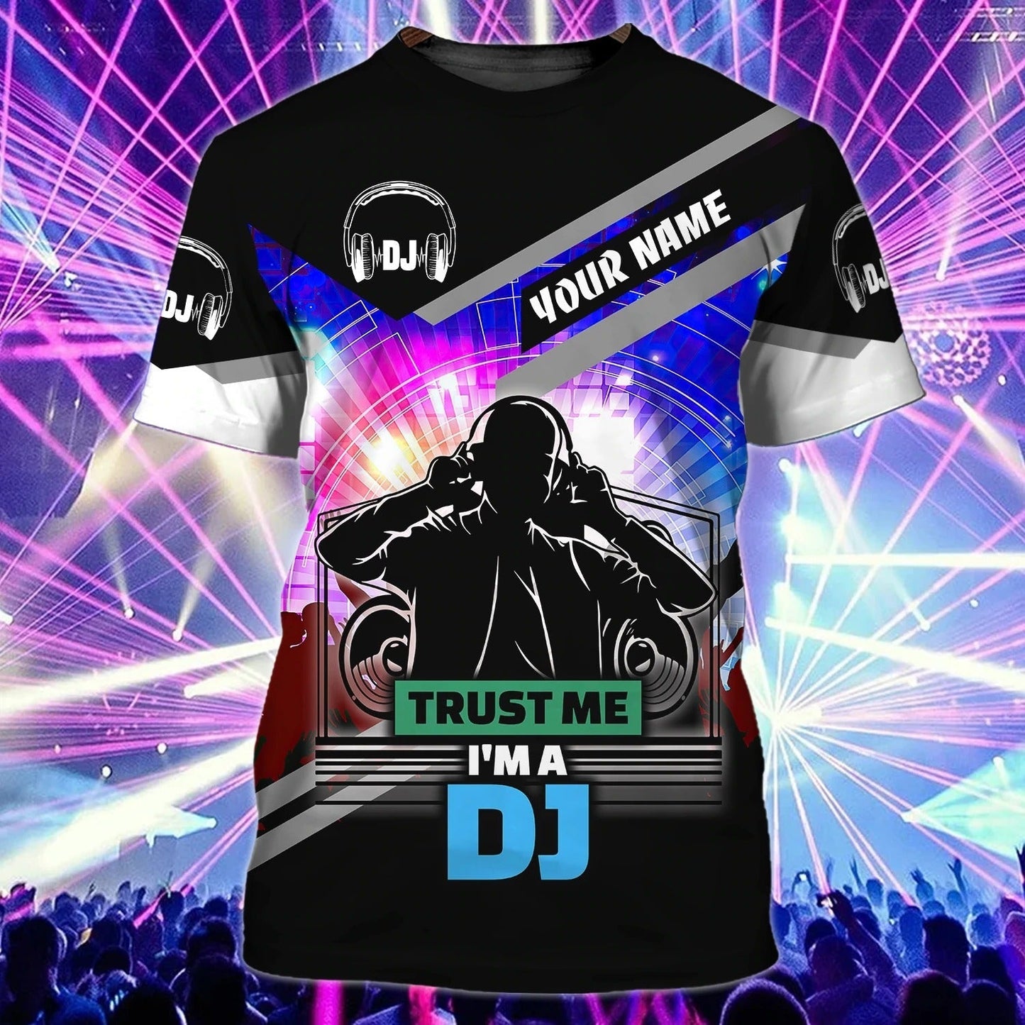 Customized With Name Colorful 3D T Shirt For Dj, Unisex 3D Deejay Tee Shirts, Musican Playing Dj Shirts TO0036