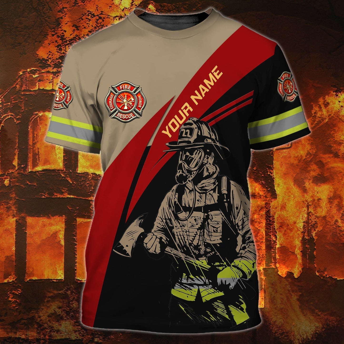 Customized Name 3D Fire Man Shirt, Firefighter Job Tshirt, Gift For Firefighter Friend, Dad Firefighter Gifts TO0643