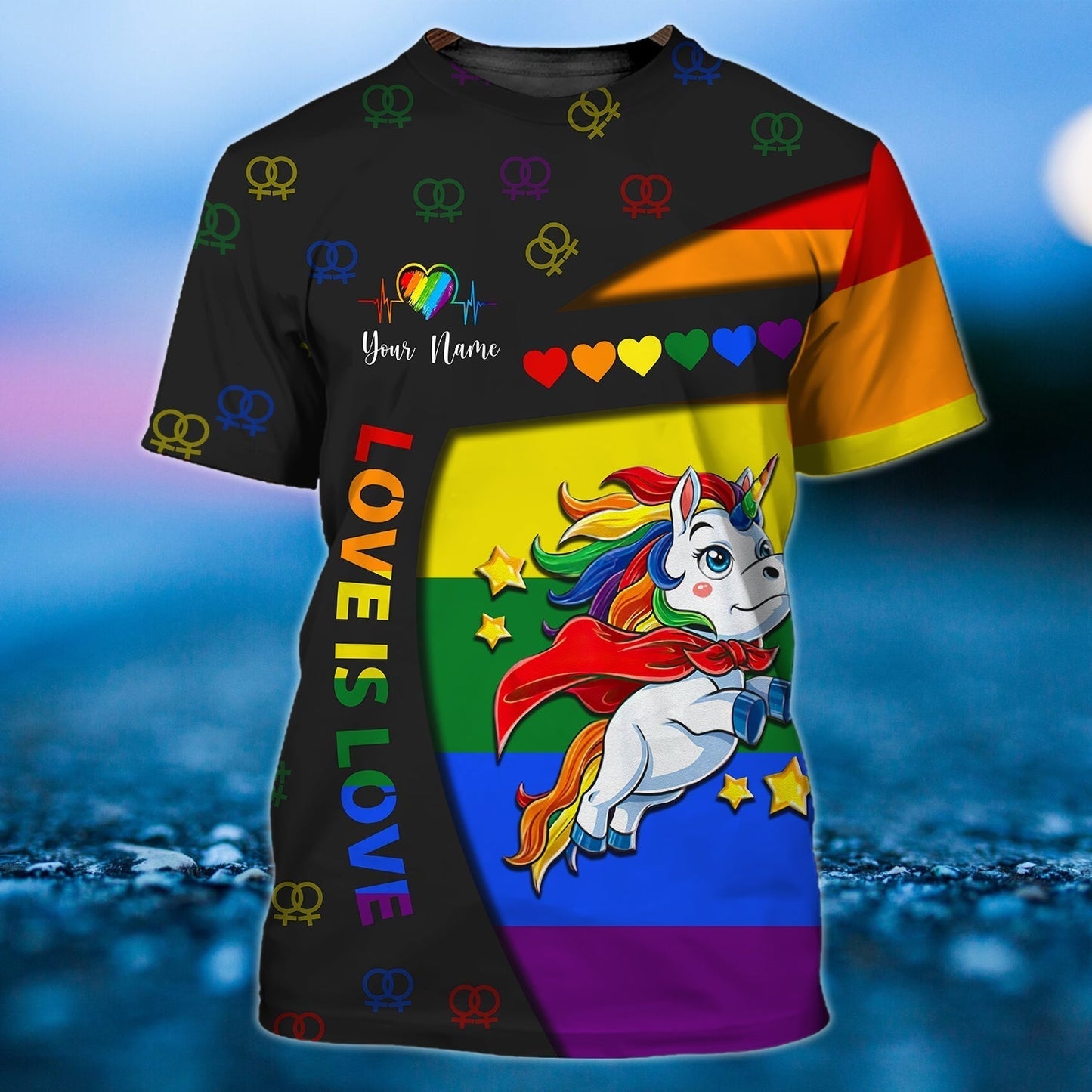 LGBT Love Is Love Personalized Name 3D Tshirt 01 CA0296