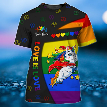 Personalized With Name Lgbt Shirt, Love Is Love 3D T Shirt, Gaymer Shirt LO0821