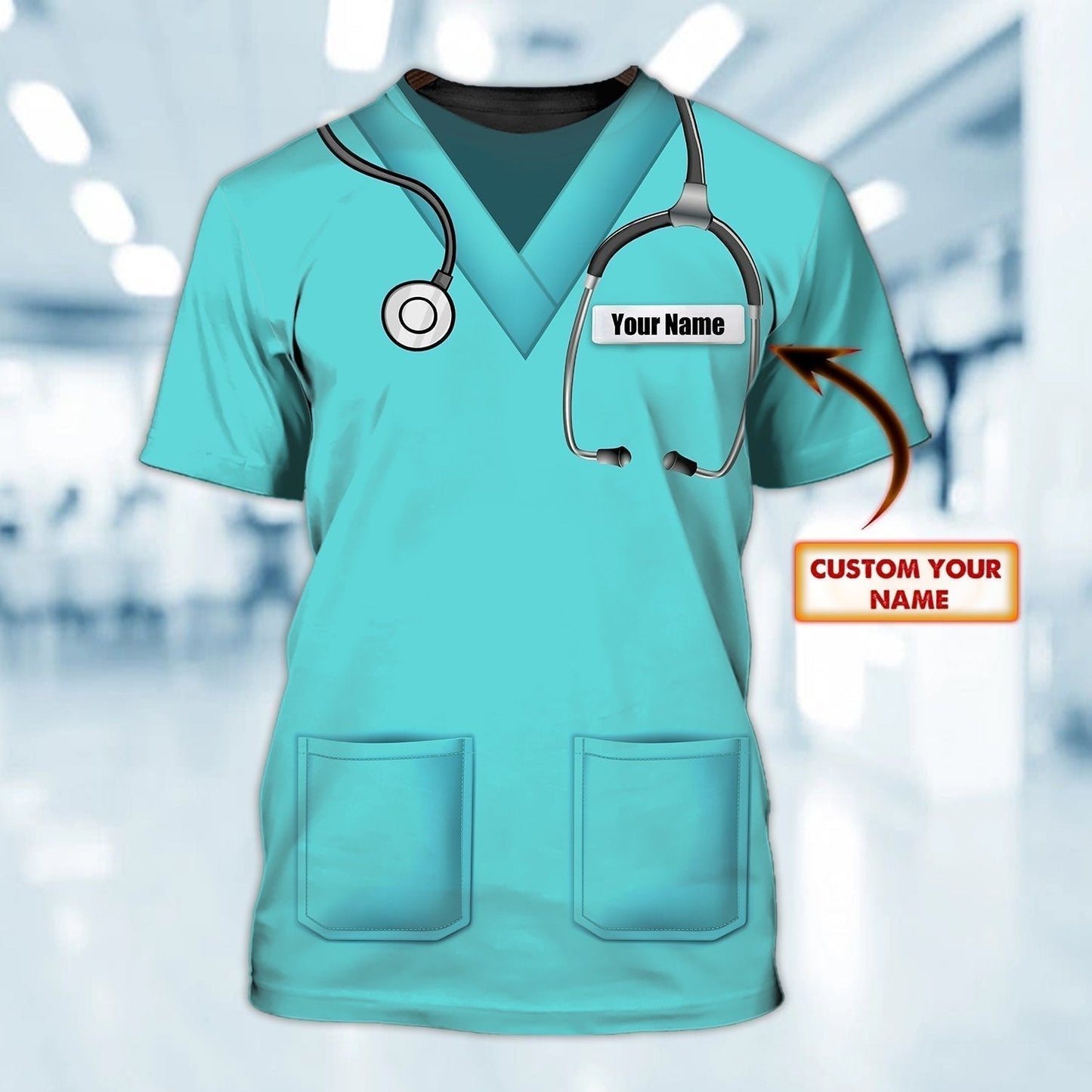 Custom Name 3D T Shirt For Nurse Green 3D All Over Printed Nurse Shirse TO1213