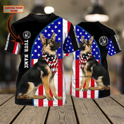 Personalized Name 3D T Shirt German Shepherd, Cute Dog on Shirt For Him Her TO1106