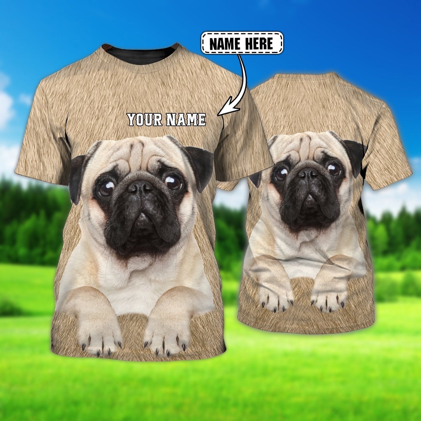 Personalized 3D All Over Printed Pug On Shirts, Dog Shirt For Men Women, Lasfour Shirt For Dog Lovers TO1117