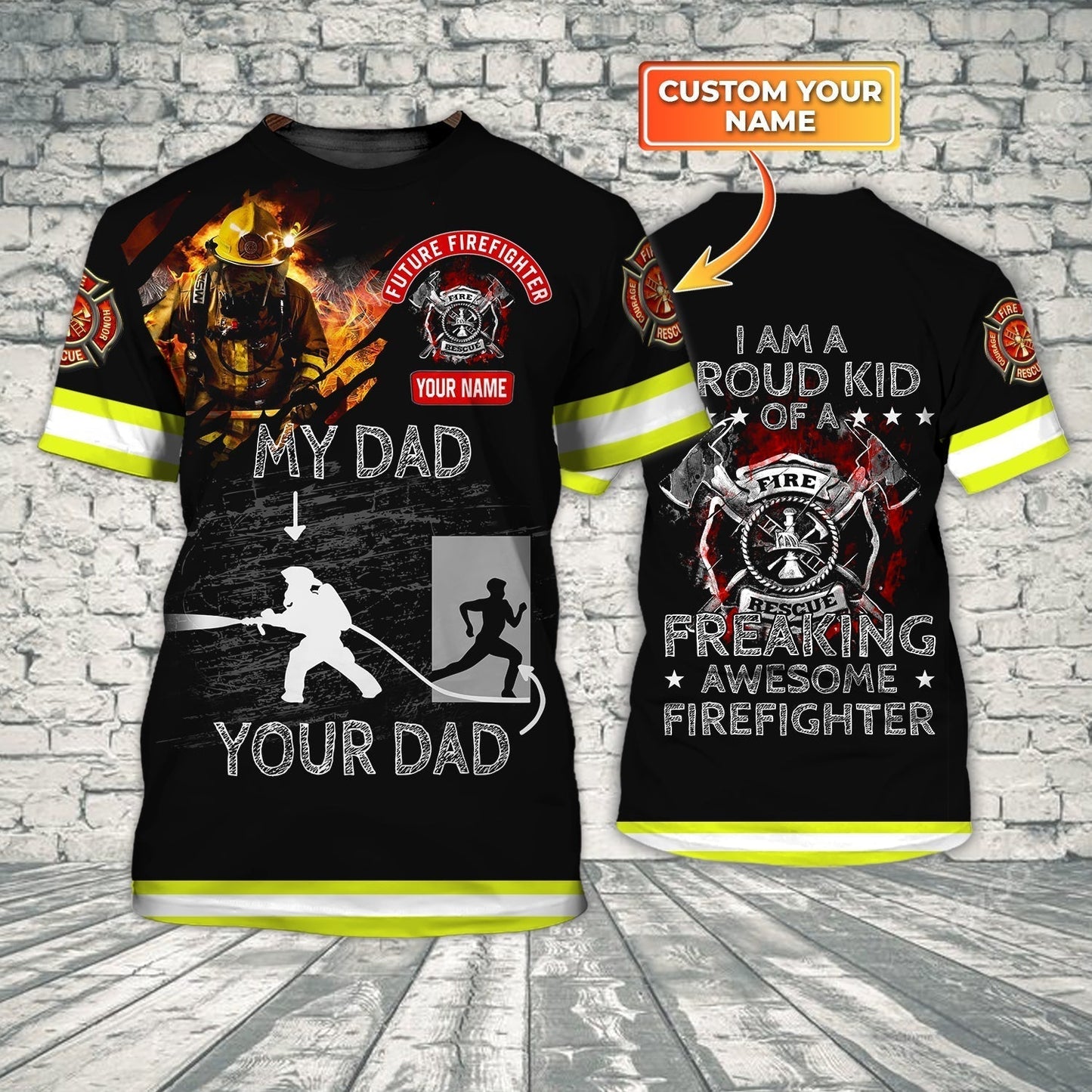 Custom Name 3D Full Printed Fire Man Dad Shirt, Father Day Gifts To Firefighter, Firefighter Dad Gifts TO0639