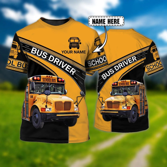 Customized Name School Bus Driver 3D T Shirt, Unisex Driver Shirt, School Bus Gifts TO2269