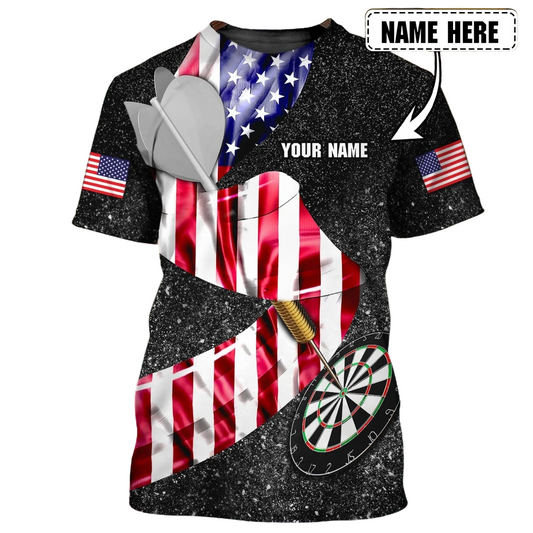 Personalized US Dart Player Shirt American Flag Pattern Dart Shirt Team Uniform TO0010