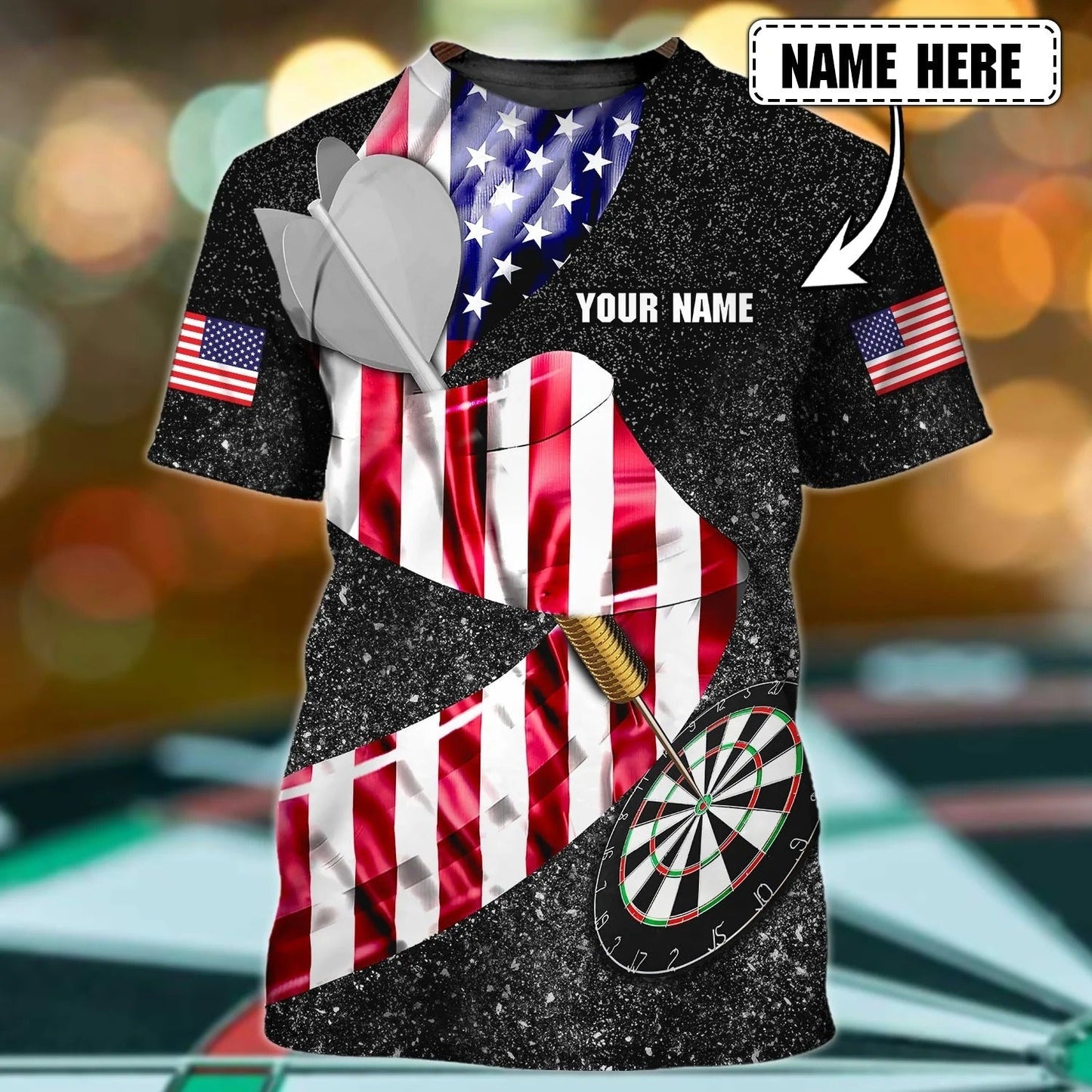 Personalized US Dart Player Shirt American Flag Pattern Dart Shirt Team Uniform TO0010