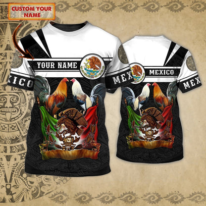 Customized 3D full printed Mexico Shirt, Rooster and Eagle Mexican Shirt, Mexico Shirts TO0832