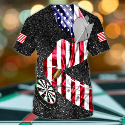 Personalized US Dart Player Shirt American Flag Pattern Dart Shirt Team Uniform TO0010