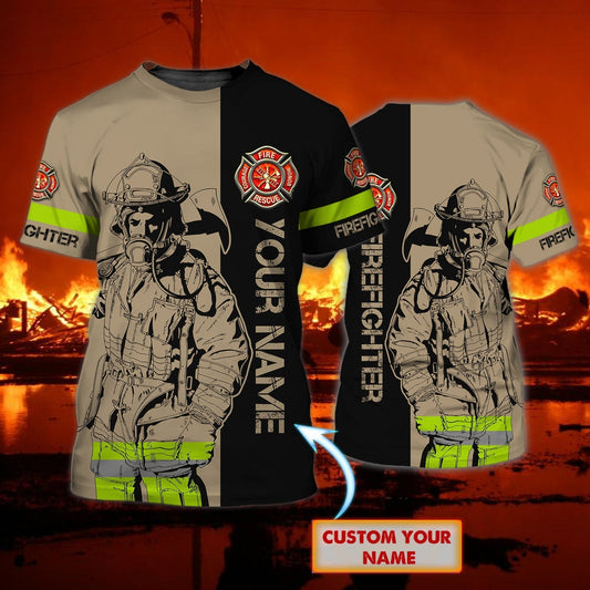 Custom Name Firefighter 3D Shirt, Father Day Gift For Fire Man, American Proud Firefighter Gifts TO0632