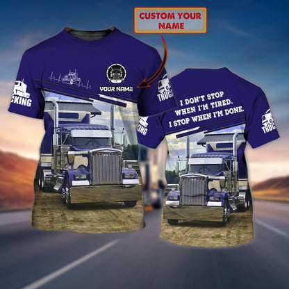 Customized 3D All over Print Truck On Shirt Blue Trucker Man T Shirt Trucker Uniform Lasfour TO1690