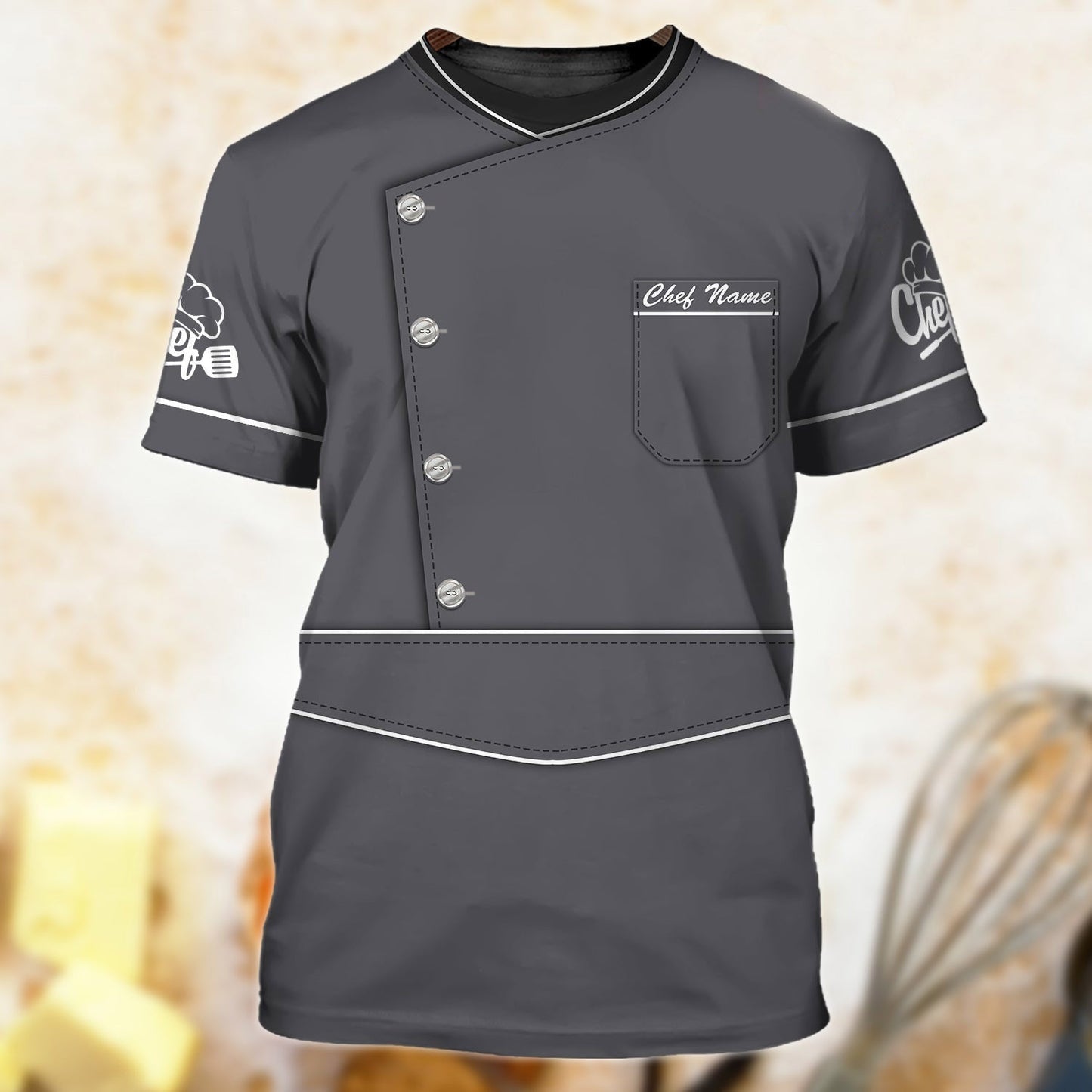 Custom Name Grey T Shirt For A Master Chef Cooking Lover Chef Uniform TO1329