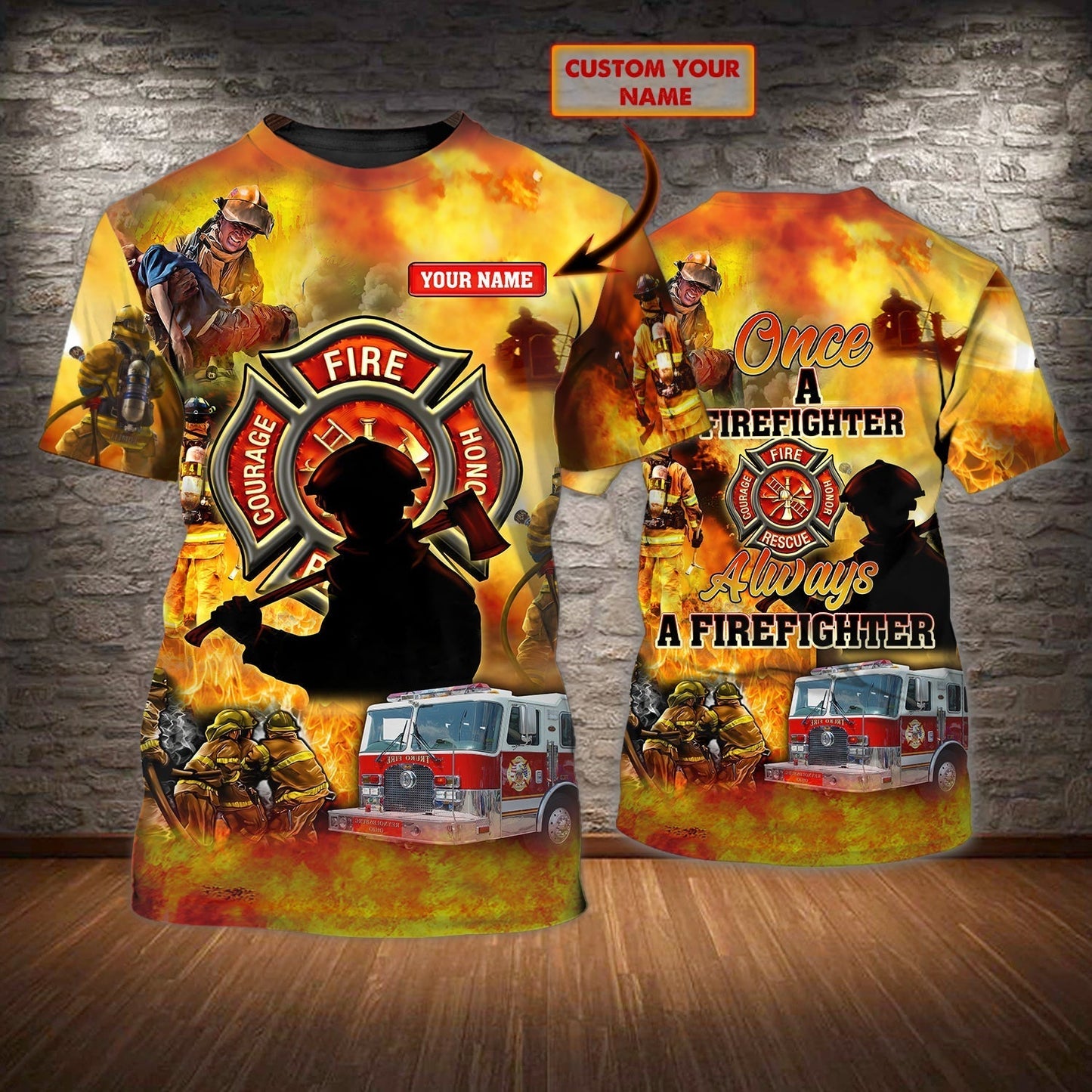 Personalized Name 3D Tee Shirt Once A Firefighter Always A Firefighter, Fire Man Gifts TO0638