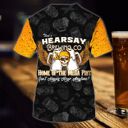 Personalized Hearsay Brewing Co T Shirt Home Of The Mega Pint Skull And Beer Shirts TO1821