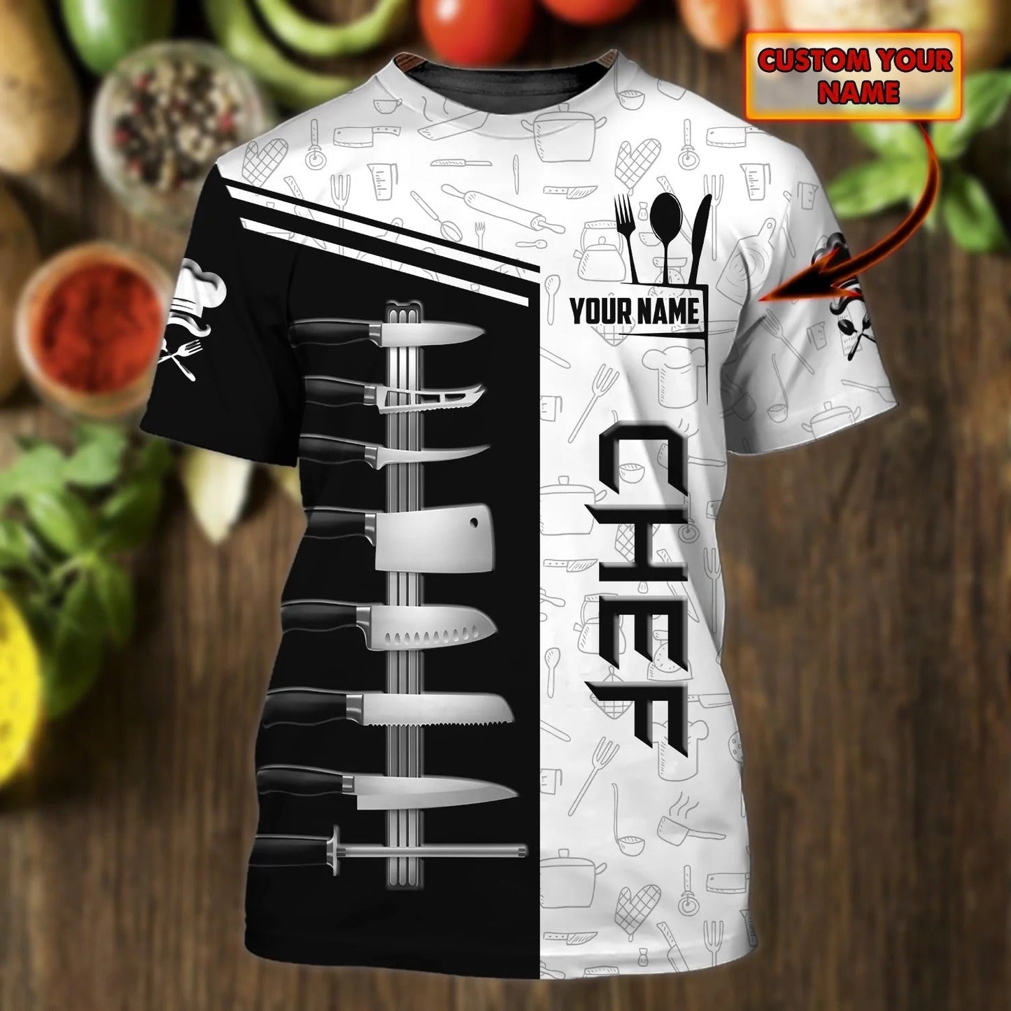 Personalized 3D All Over Printed Chef Shirt, Chef Knife Spoon Shirts, Gift For Chef TO1048