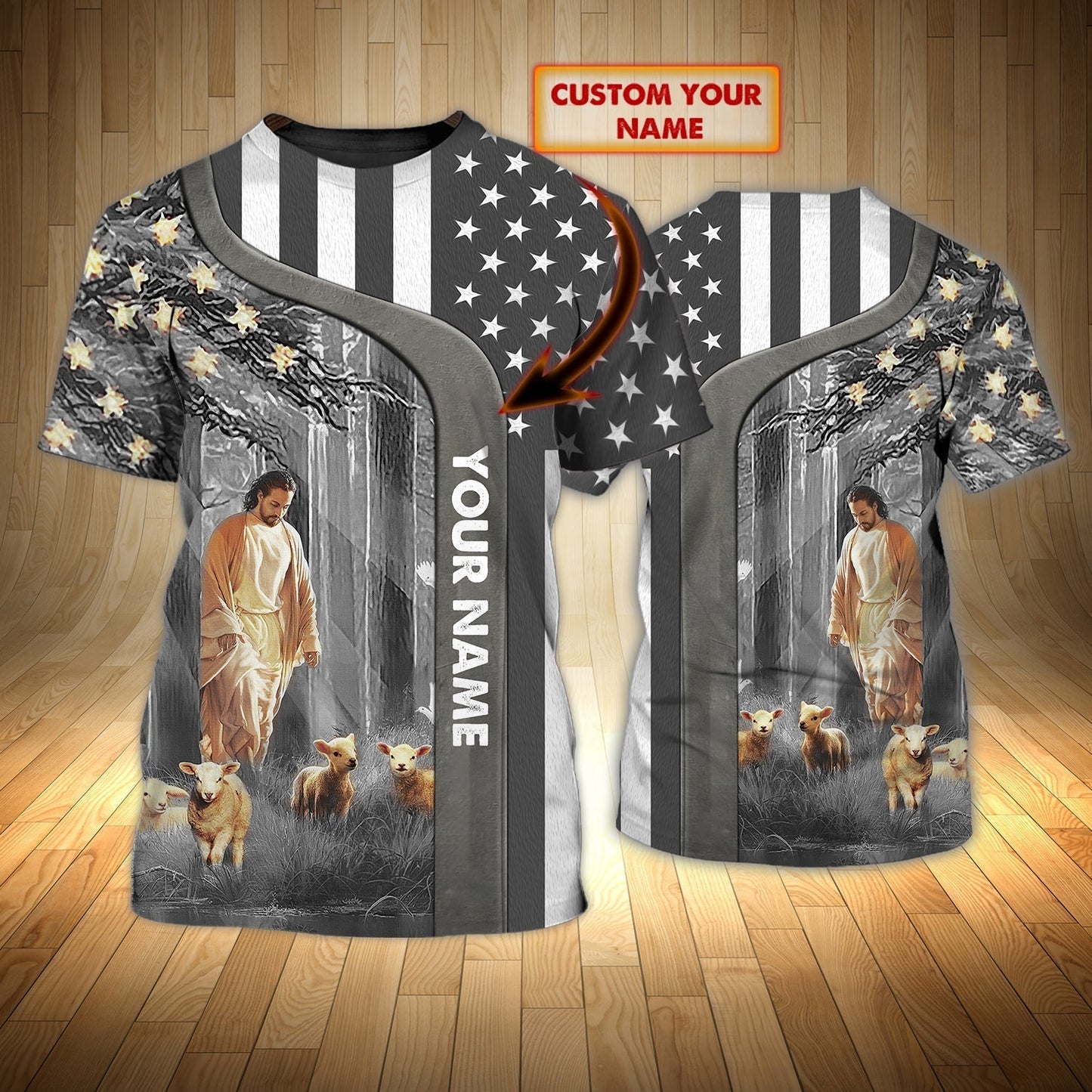 Customized 3D Tee Shirt For Independence Day In Usa Flag Background, Jesus T Shirt Patriotic Shirts TO0627