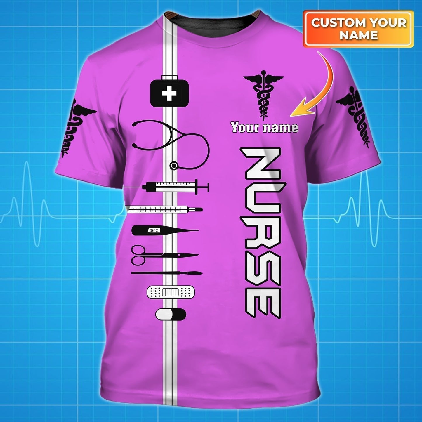 Lasfour Custom 3D All Over Printed Beautiful Nurse Shirts Gift For A Nurse Pink Nurse Tee Shirts TO1216