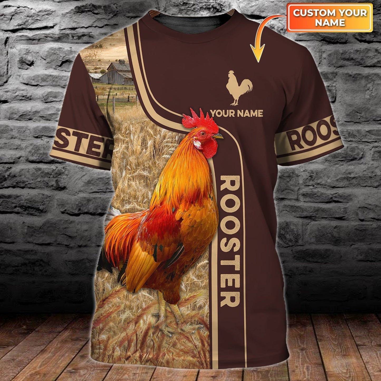 Customized 3D Love Rooster T Shirt 3D Sublimation Rooster On Shirt Chicken Shirts TO1795