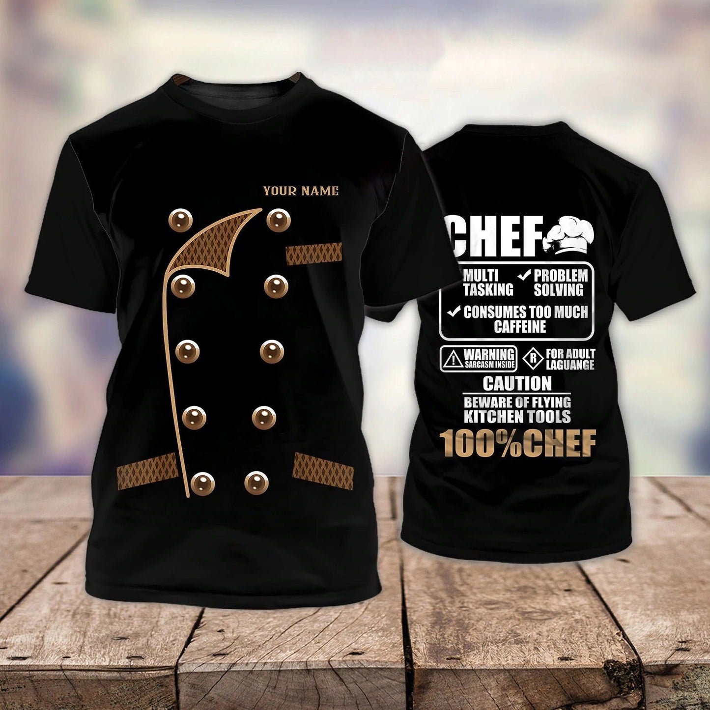 Chef 3D Shirt, Bakery Chef Full Print Tee Shirt, Personalized Name 3D Tshirt, Sublimation Master Chef T Shirt TO0261