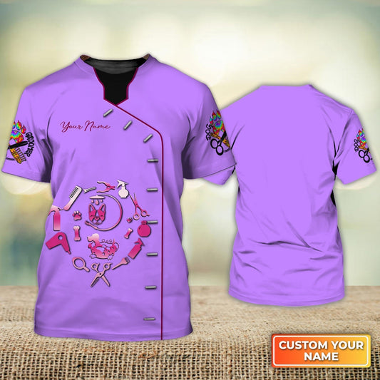 Custom Dog Groomer Shirt Pet Groomer Uniform Purple Salon Pet TO1256