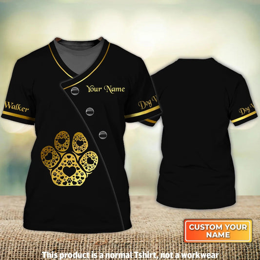 Dog Walker Paw Uniform Black Personalized 3D Tshirt For Groomer, Gift For Dog Lover TO2450