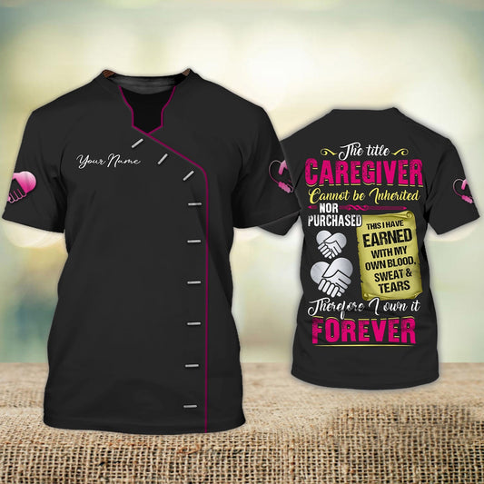 Personalized Name 3D Caregiver Tshirt The Litle Caregiver Nurse Shirt Caregiver Home Care Caregiver Uniform Heart TO1203