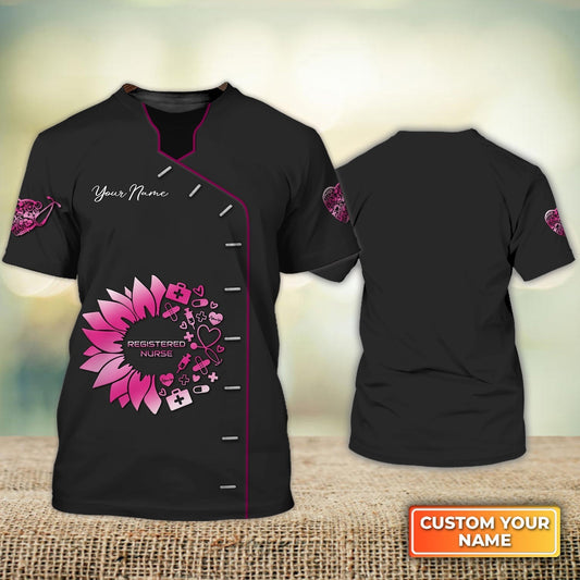 Custom 3D Love Nursing Love Nurse Life Registered Nurse Uniform Pink Flower Gift For Nurse Women TO1791