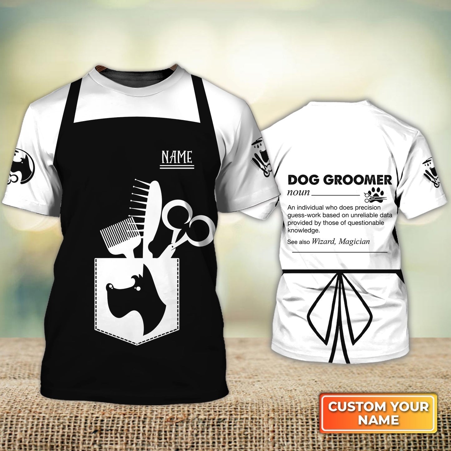 Custom 3D All Over Print Cute Dog Groomer Shirt Apron Dog Groomer Pet Groomer Uniform Salon Pet TO1303