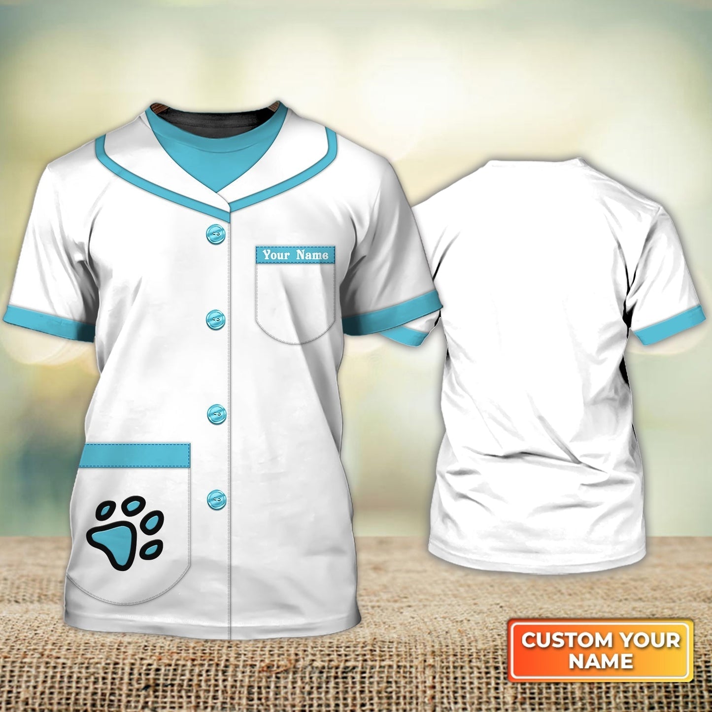 Personalized Name 3D Veterinarian Tshirt Dog Paw Print Veterinarian Uniform Shirts TO1313