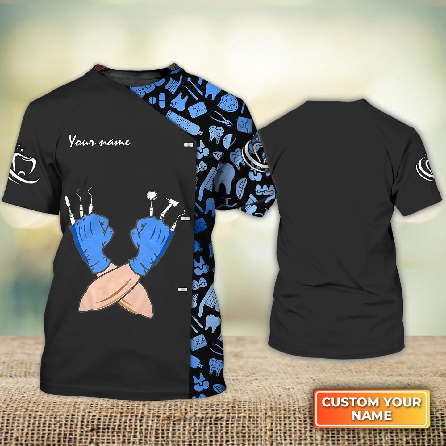 Customized 3D Dentist T Shirt Men Women Dentist Tools Dentistry Dental Uniform Blue TO1594