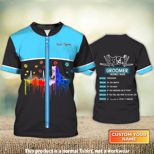 Dog Walker Hourly Rate Uniform Blue Personalized 3D Tshirt TO2452