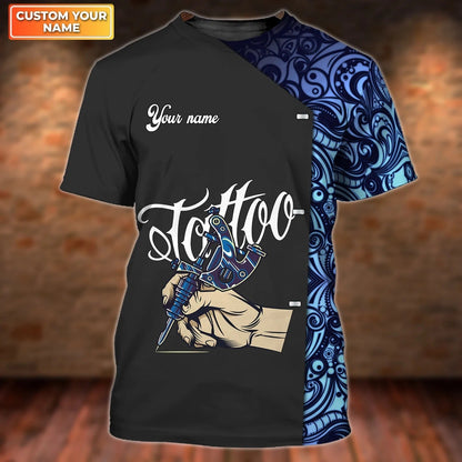 Custom 3D Tattoo Shirt Men, Tattoo Shop Uniform, Tattoo Lover Tshirt, Gift For A Tattoo Artist TO2640