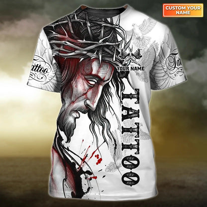 Personalized 3D All Over Print Tattoo Shirt Men, Jesus Tattoo Tshirt, Best Gift For Tattoo Shop TO2709